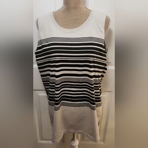 Russ Liz Claiborne Tan & Black Striped Tank Top Size XL